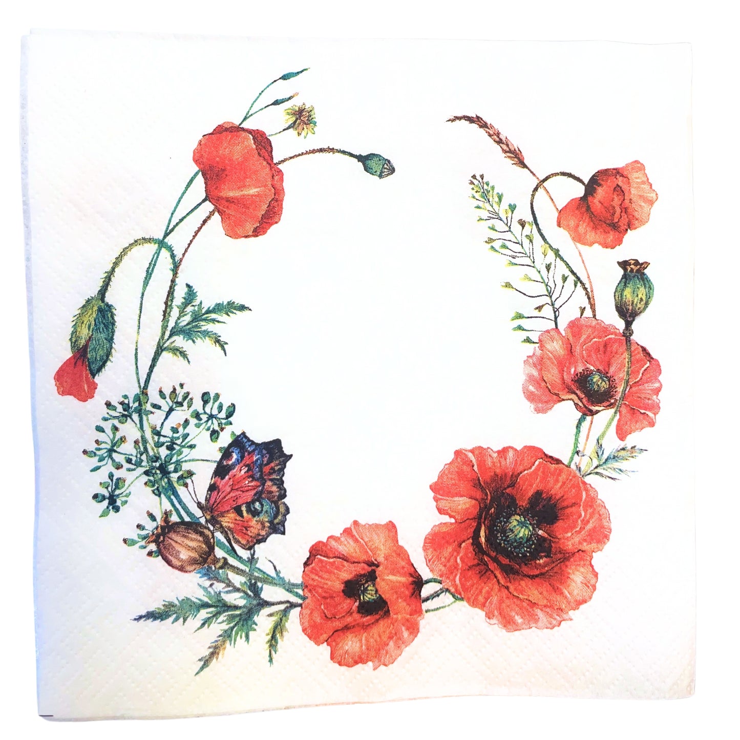 Flowers Napkins Decorative Poppy Paper Decoupage Napkin #5315