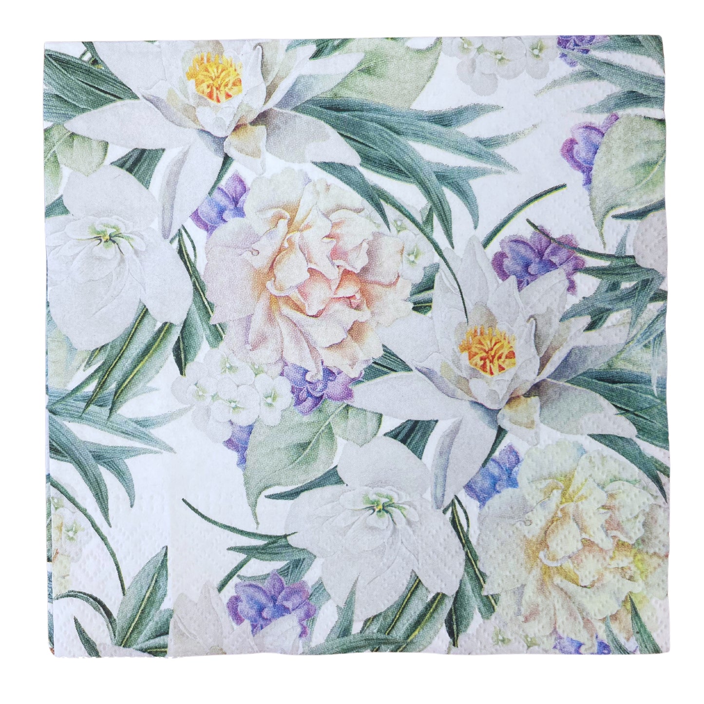 Flowers Napkins Decorative White Lily Floral Paper Decoupage Napkin #5322