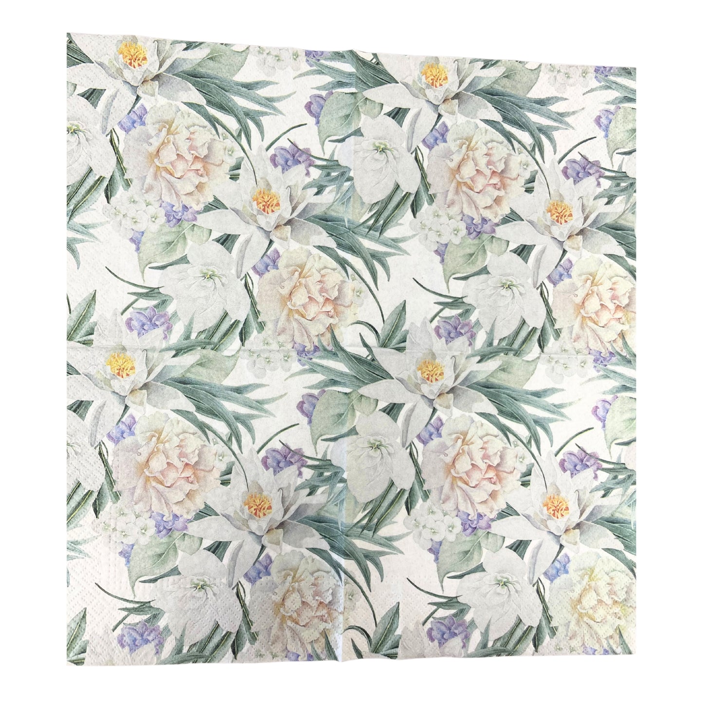 Flowers Napkins Decorative White Lily Floral Paper Decoupage Napkin #5322